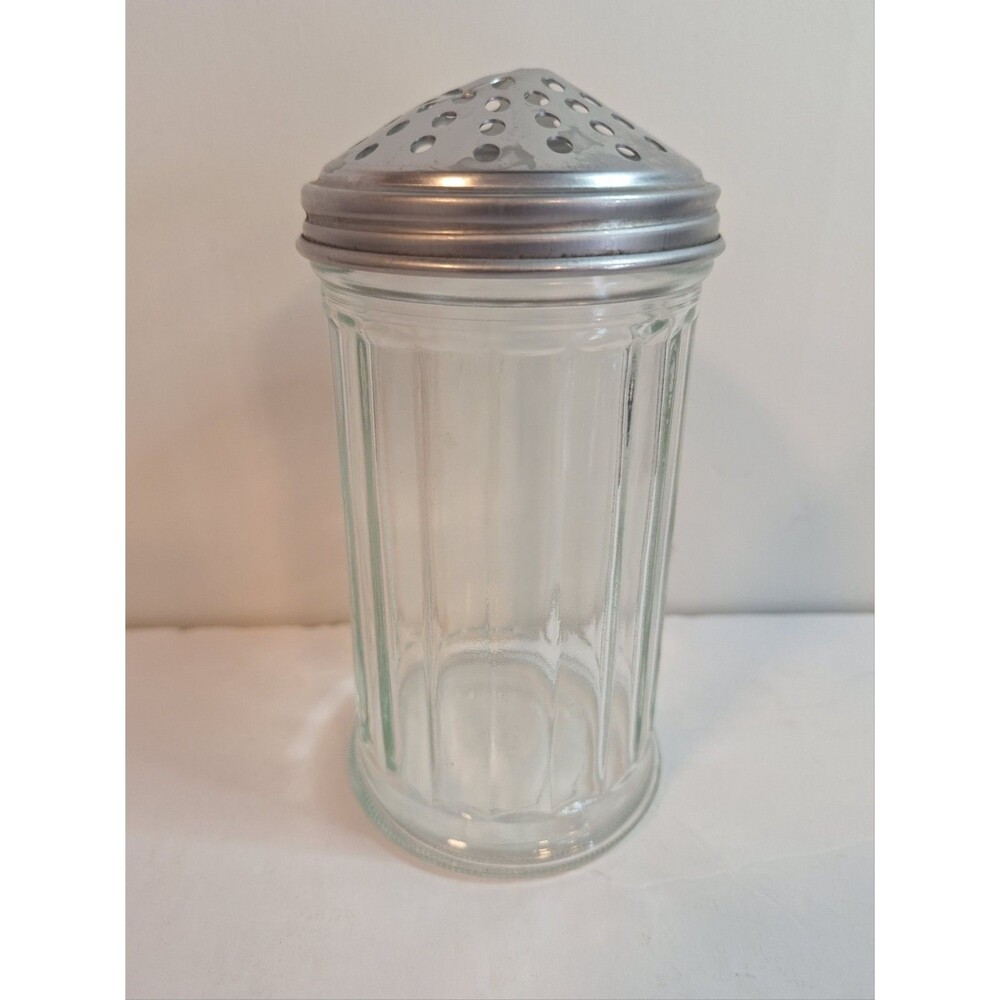 Vintage Chicago Cheese/Pepper  Shaker Restaurant Style Ribbed Chrome Top READ